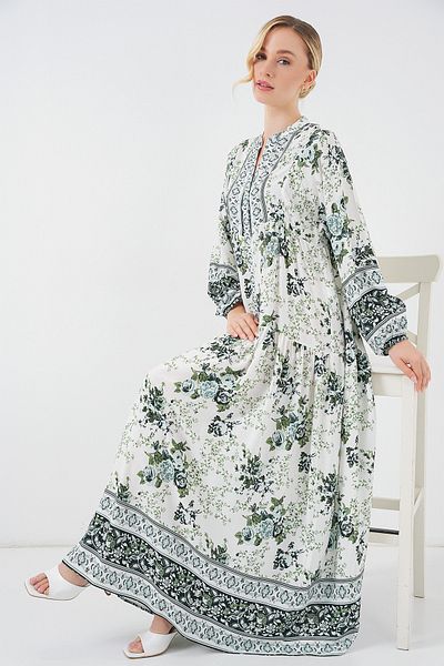Bigdart Γυναικείο φόρεμα Hijab Green White Navy Viscose - 2423