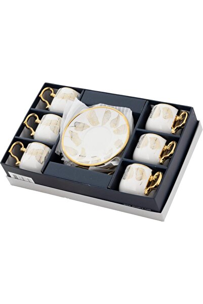 ALSAIF Cup and Saucer Set for Coffee, Espresso, Latte, and Tea by Alsaif, Gold Design