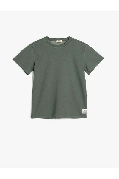 Koton Αγόρι βαμβακερό κοντομάνικο μπλουζάκι Oversize Basic 5skb10010tk Πράσινο