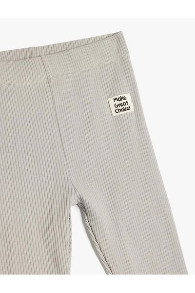 Koton Leggings de bază din bumbac pentru fete, cu talie elastică, cu detaliu de etichetă 5skg40095ak Gri