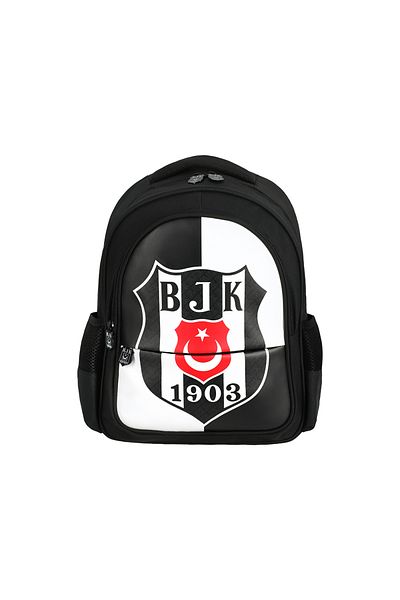 Beşiktaş BJK Официална лицензирана училищна раница от изкуствена кожа с две отделения и цип, пълна ортопедична 25360
