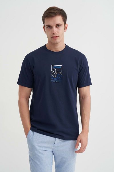 Cazador Μπλουζάκι Jazz 4188 Crew Neck Regular Fit με βαμβακερό σχέδιο