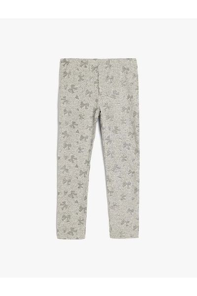 Koton Leggings pentru fete cu detaliu cu sclipici și imprimeu fluture cu talie elastică 5skg40098ak gri