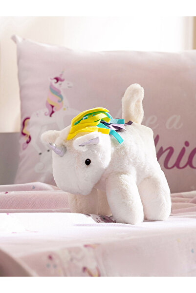 LC Waikiki Lcw Home White Embroidered Plush Filled Baby Throw Pillow 30X26 cm