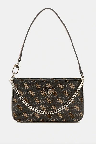 Guess Noelle Mini Ball Zip Shoulder Γυναικεία Καφέ Μίνι Τσάντα Hwql7879720-bro