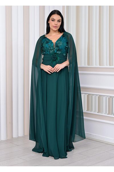 Robes Βραδινό φόρεμα σιφόν με μοτίβο τριαντάφυλλου με φαρδύ κόψιμο και λεπτομέρεια μανίκι μανδύα