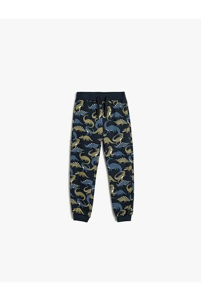Koton Dinosaur Printed Raised Cotton Sweatpants