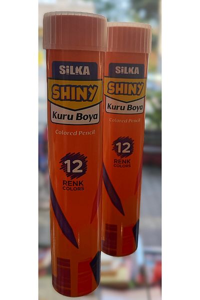ada çanta kırtasiye 2 Pcs Silka Metal Tube Model 12 Dry Crayons (Total 2 Tubes=12+12 Dry Crayons)