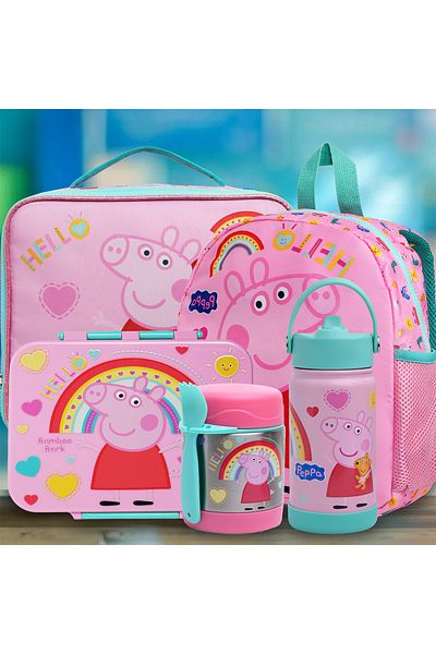 Bamboo Bark Peppa Pig Insulated lunch bag - Large Food Storage Tote with Adjustable Shoulder Strap