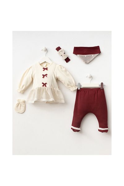 MİNİZEYN TEKSTİL Miniycool 7082 Mnz Brand Olivia Newborn Hospital Release Girl Set of 5
