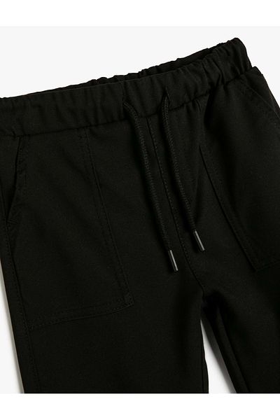 Koton Boy's Cargo Jogger Pants with Pockets and Tie Waist - 4Skb40007Tw Black