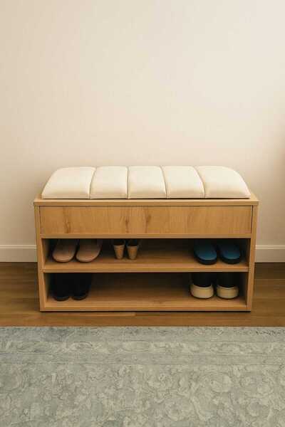 EKOÇ WOOD DESİNG Rengibiz Ayakkabılık Puflu Minderli Sandıklı