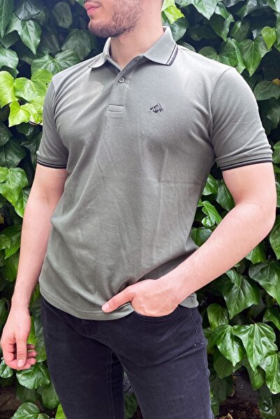 Mesh Company Tricou cu gât polo pentru bărbați kaki, tricouri model 100% bumb...