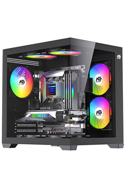 Next Gaming Orion Cube 5x Tuştan Değişen RGB Fanlı M-Atx Boş Bilgisayar Kasası Siyah