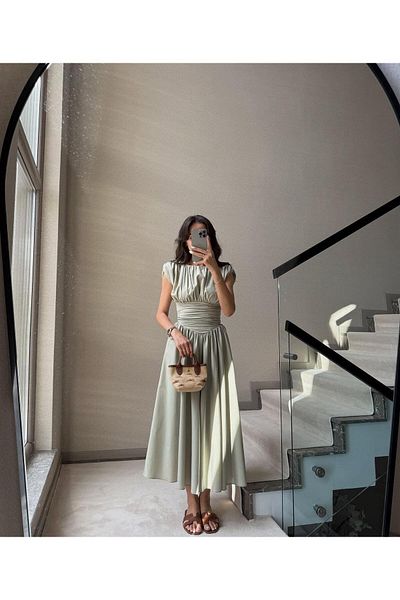 tugenatelier Pi̇nterest Model Drapelied Waist Dress