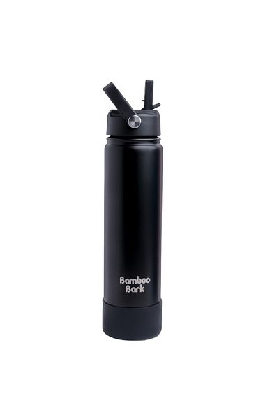 Bamboo Bark زجاجة مياه معزولة سعة 750 مل مع غطاء سيبر - قارورة مفرغة مزدوجة الجدار لمنع تسرب الماء الساخن والبارد