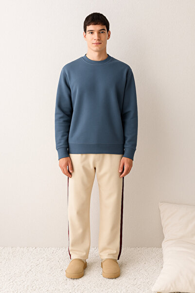 agmstore Erkek 3 Iplik Pamuk Kazak – Antrasit Mavi Basic Model | Rahat Ve Günlük Stil