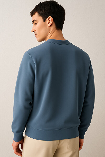 agmstore Erkek 3 Iplik Pamuk Kazak – Antrasit Mavi Basic Model | Rahat Ve Günlük Stil