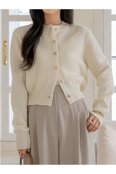 Ugdelia Women's Basic Soft Textured Knitwear Cardigan