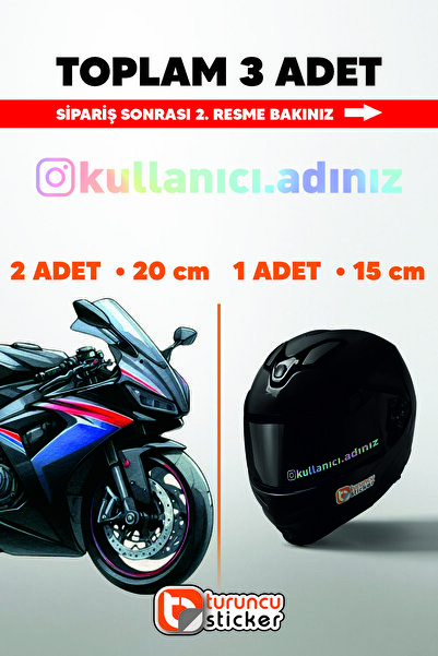 Turuncu Sticker İnstagram Kullanıcı Adı Sticker Toplam 3 Adet - 2 Adet 20cm -...