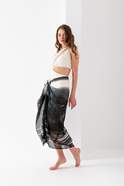 Wega Moda Palm Patterned Beach Pareo, Women's Pareo, Pareo, 100X200 cm