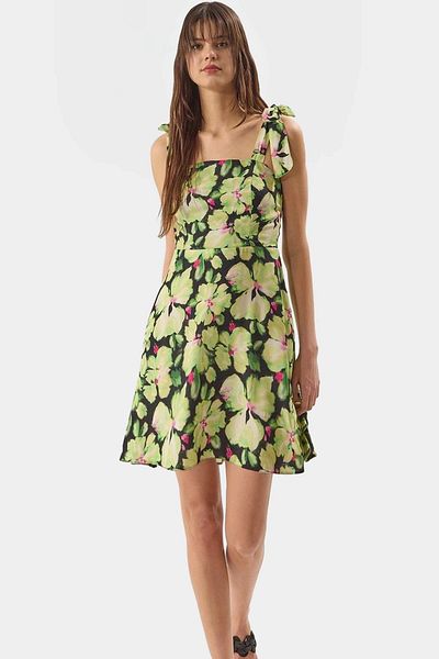 PayBuy Floral Pattern Mini Viscose Dress Square Neck Skater Mold Casual Style Trend Design Carefully Selected