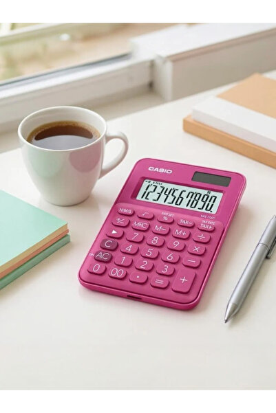 Casio Ms-7uc-rd 10 Hane Pembe Masa Üstü Hesap Makinesi