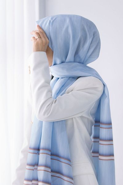 Vissona Γυναικείο Fresh Silk Shawl Ice Blue - Cream