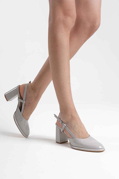 Zerenyus Denma Premium Gray Patent Leather Women's Heeled Shoes