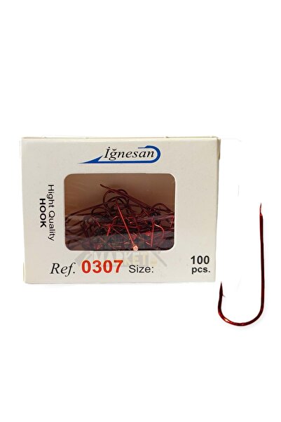 İğnesan 0307 Serisi Kırmızı Çapraz 100lü Paket Olta İğnesi - NO-10