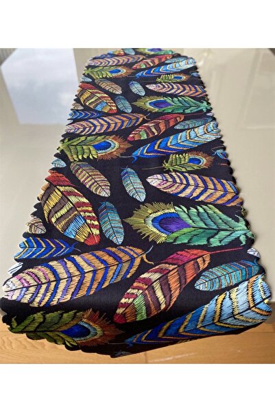 Lia Store مفرش مقطوع بالليزر مقاس 40*140 سم منقوش بالريش