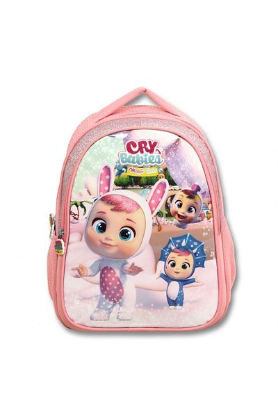 ÜMİT ÇANTA Pink Rabbit Patterned Cry Babies - Girl's Triple Primary School Bag Set