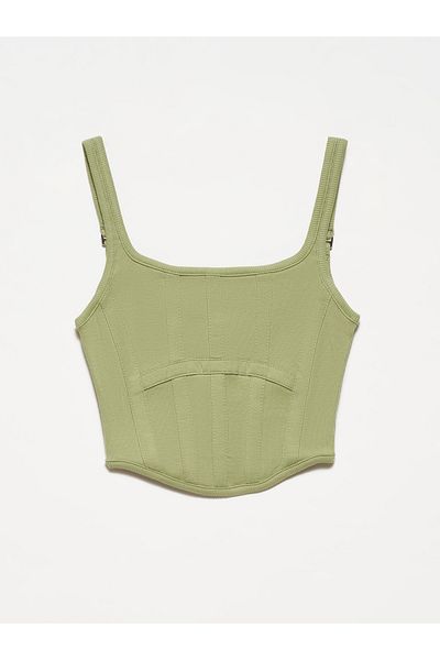 Dilvin 3793 Corset Top-Kaki