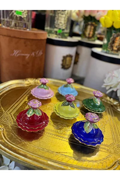 Handmade Esterhomedecor 6-Piece Covered Hand-Painted Turkish Delight Bowl Colorful