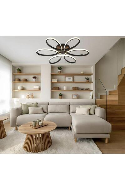 Ece Aydınlatma Luxor Siyah Kasa 3 Renkli Kumandalı,60cm,oturma Odası,yatak Odası,salon Için Led Avize