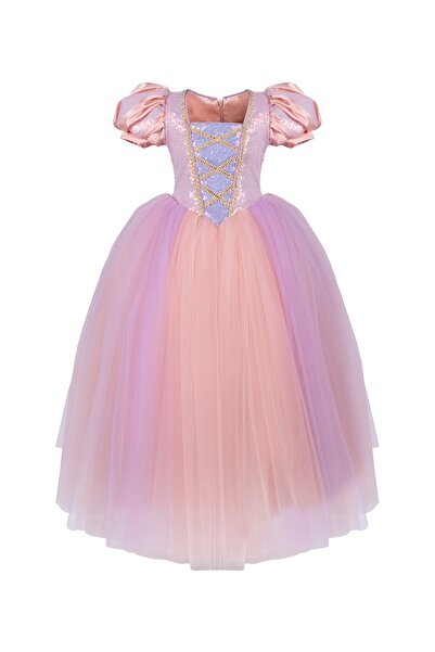 Fairyland Prenses V2 Renkli Kız Çocuk Rapunzel Kostüm