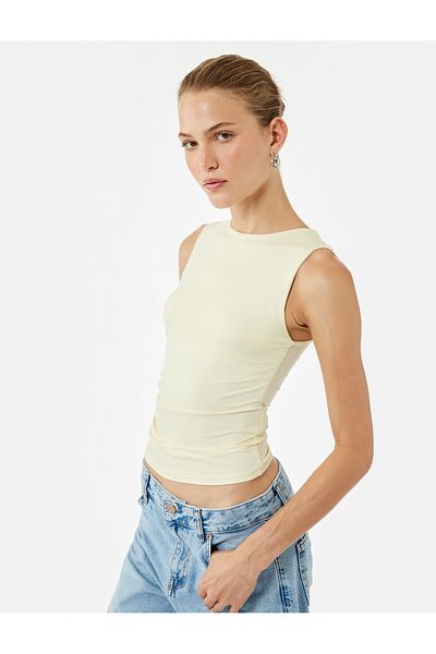 Koton Slim Fit Crew Neck Draped Sleeveless T-Shirt