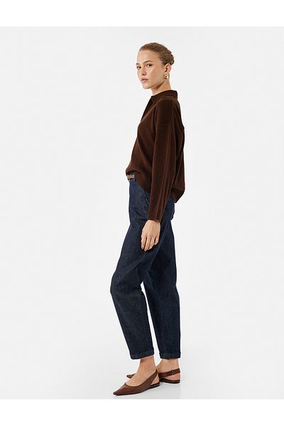 Koton High Waist Comfortable Fit Belted Trousers