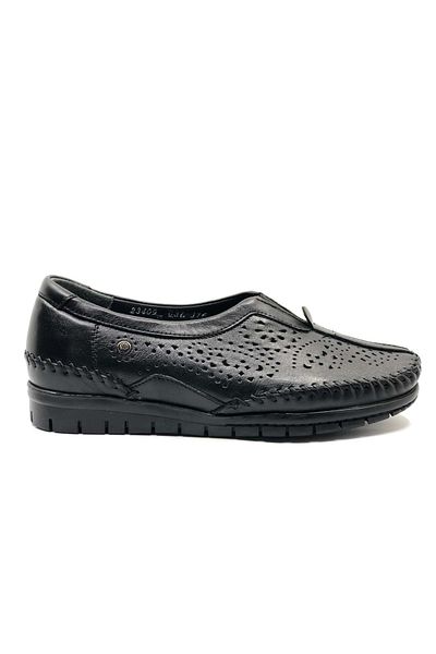 Forelli Twin Genuine Leather Orthopedic Comfort Women's Casual Shoes Black