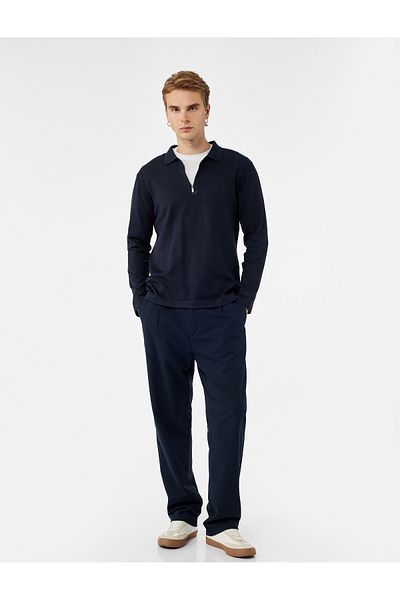 Koton Long Sleeve Basic Viscose Half Zip Sweater