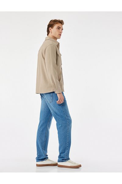 Koton Cotton Regular Waist Pocket Detailed Vintage Straight Fit Jean Trousers