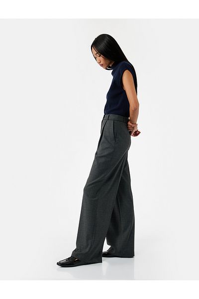 Koton Wide Leg High Waist Palazzo Pants with Pockets and Pleat Detail