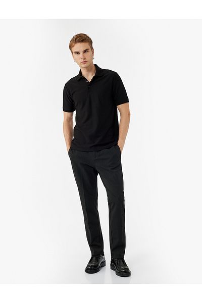 Koton Regular Fit Short Sleeve Polo Neck T-Shirt with Snap Button Detail