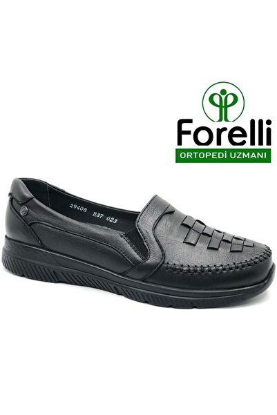 Forelli Olivia Genuine Leather Orthopedic Comfort Women's Casual Shoes Black