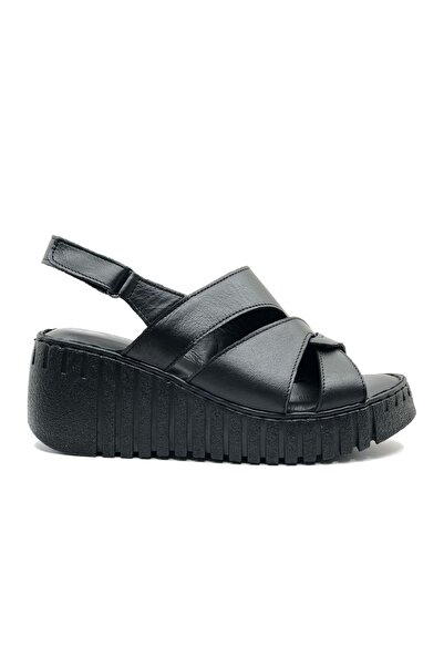 Venüs Morgen Genuine Leather Comfort Orthopedic Women's Sandals Black