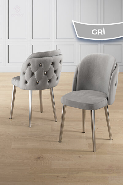 Canisa Zae Serisi 90x168 Lak Panel Antrasit Ironi Krom Ayak Masa Takımı 4 Gri Sandalye