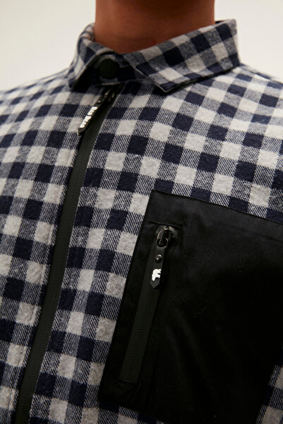 Bad Bear Liam Shirt Lacivert Kareli Fermuarlı Erkek Gömlek