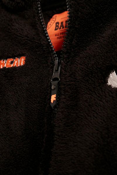 Bad Bear Plunger Plush Kids Black Zippered Hooded Plush Children's Sweatshirt