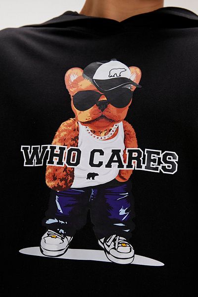 Bad Bear Mood Black Men's Printed Hoodie Sweatshirt