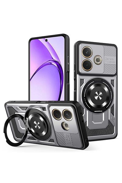 SKYDDAR INNOVATION Case for Oppo A5 Pro 5G / A5 Pro 4G, RuggedCam, Anti-shock magnetic ring, sticker set, Gray